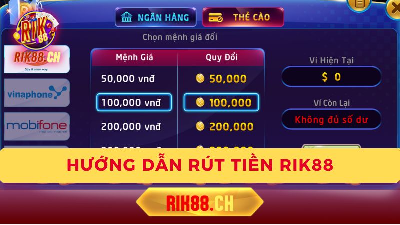 Các Phương Thức Rút Tiền Rik88 Phổ Biến: